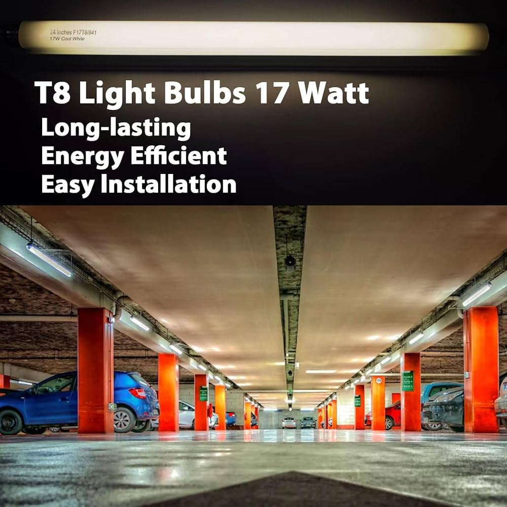 Konideke 8 Pack 24 inch F17T8 17 Watts Light Bulb 2 Foot